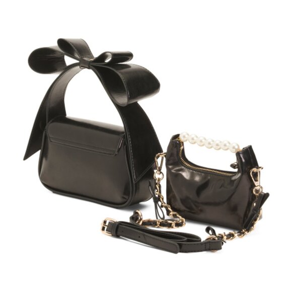 JUICY COUTURE 2pc Top Handle Shoulder Bag And Clutch Set Black - Picture 4 of 4